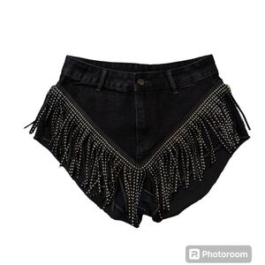 Shein Cowboy fringe black short Petite size M Fits Perfect for Festivals!